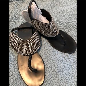 Bcbg silver beaded sandals